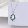 wholesale 925 Sterling Silver Moonstone & Turquoise Teardrop Pendant Necklace with Onyx and Larimar Accents-0-5