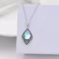 wholesale 925 Sterling Silver Moonstone & Turquoise Teardrop Pendant Necklace Wholesale with Onyx and Larimar Accents-0-5