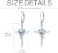 wholesale TOUPOP Aquamarine Cross Earrings For Women Sterling Silver March Birthstone Earrings Heart Cross Drop Dangle Earrings Jewelry Birthday Anniversary Christmas Gifts For Her Wife Girlfriend Mom -0-4