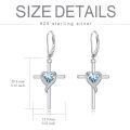 TOUPOP Sterling Silver Aquamarine Heart Cross Drop Dangle Earrings-0-4