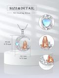 wholesale 925 Sterling Silver Moon Heart Pendant with Rose Gold Seal and Blue Stone Necklace-0-4