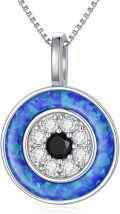 wholesale 925 Sterling Silver Blue Opal Evil Eye Pendant Necklace for Women Greek Protection s-0-0