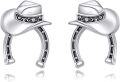 wholesale 925 Sterling Silver Cow Horseshoe Stud Earrings for Women Cute Animal Post Earrings Hypoallergenic  for Teens Girls-0-0