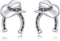 wholesale 925 Sterling Silver Cow Horseshoe Stud Earrings for Women Cute Animal Post Earrings Hypoallergenic  for Teens Girls-Horseshoe