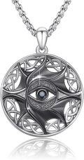 wholesale 925 Sterling Silver Celtic Knot Evil Eye Protection Necklace with Black Devil's Eye Pendant and   for Women-0-0