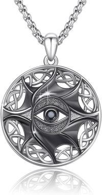 wholesale 925 Sterling Silver Celtic Knot Evil Eye Protection Necklace with Black Devil's Eye Pendant and   for Women-Celtic Evil Eye