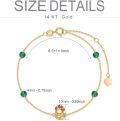 wholesale 14K Gold Green Stone Red Enamel Frog & Mushroom Charm Bracelet for Women Mom - Adjustable Length-0-4
