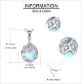 wholesale 925 Sterling Silver Blue Opal Owl Design Teardrop Pendant Necklace for Women Gifts-0-3