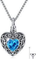 wholesale 925 Sterling Silver Heart-Shaped Blue Crystal Tree of Life Cremation Jewelry Urn Necklace with Funnel and Fill Tool for Women & Men-0-0