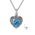 wholesale 925 Sterling Silver Heart-Shaped Blue Crystal Tree of Life Cremation Jewelry Urn Necklace with Funnel and Fill Tool for Women & Men-0-0