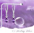 wholesale 925 Sterling Silver Purple Amethyst Teardrop Dangle Earrings with Leverbacks-0-5