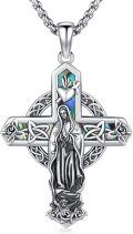 wholesale 925 Sterling Silver Virgin Mary Cross Necklace with Abalone Shell and Celtic Knots - Religious Jewelry for Women & Men -0-0