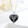 wholesale 925 Sterling Silver Green Crystal Heart Dragon Pendant Necklace Jewelry-0-2