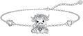 wholesale 925 Sterling Silver Celtic Highland Cow Charm Anklet/Anklet for Women - Adorable Animal -0-0