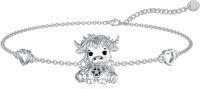 wholesale 925 Sterling Silver Celtic Highland Cow Charm Anklet/Anklet for Women - Adorable Animal -Highland Cow