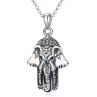 wholesale 925 Sterling Silver Elephant Hand Pendant Necklace for Women Men Protection Lucky Charm s-Hamsa Elephant Necklace