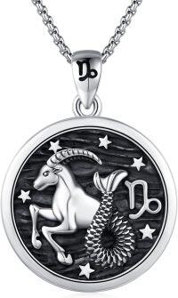 wholesale 925 Sterling Silver Capricorn Zodiac Sign Constellation Pendant Necklaces for Men Women Astrology Gifts-12-Capricorn (A-Retro Dec.22-Jan.19）