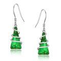 wholesale 925 Sterling Silver Christmas Tree Green Drop Earrings-0-0