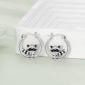 wholesale 925 Sterling Silver Raccoon Hoop Earrings - Cute Animal  for Women-0-3