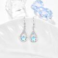 wholesale 925 Sterling Silver Teardrop Moonstone Star Drop Earrings Hooks for Women-0-2