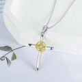 wholesale 925 Sterling Silver Cross Necklace with Natural Diamond Compass Pendant, 18 Rolo Chain, Gift Box-0-1