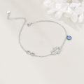 wholesale 925 Sterling Silver Evil Eye Hamsa Hand Anklet with CZs and Infinity Charm-0-2