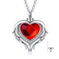 wholesale 925 Sterling Silver Red Crystal Angel Wings Heart Keepsake Pendant Necklace with Funnel and Fill Tool-0-0