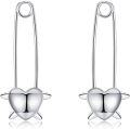wholesale 925 Sterling Silver Heart Safety Pin Stud Earrings-0-0