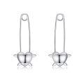 wholesale 925 Sterling Silver Heart Safety Pin Stud Earrings-0-0
