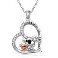 wholesale 925 Sterling Silver Koala Heart Pendant Necklace I Love You Forever Zircon Enamel Rose Gold-0-0