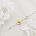 wholesale 925 Sterling Silver Yellow Crystal Sunflower Heart Charm Anklet Jewelry for Women Girls-0-4