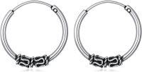 wholesale 925 Sterling Silver Oxidized Bali Bohemian Small Huggie Hoop Earrings - 925 Sterling Silver Minimalist Earings Gift Ideas for Her-Bali Hoop Earrings-6