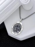 TOUPOP 925 Sterling Silver Stainless Steel Saint Medal Protection Necklace-0-3