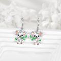 wholesale 925 Sterling Silver Cute Koala Bear Drop Earrings with Green Leaves for Women-0-3