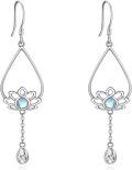 wholesale 925 Sterling Silver Teardrop Abalone Lotus Drop Earrings Yoga Jewelry-0-0