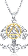 wholesale 925 Sterling Silver Celtic Knot Trinity Cross Pendant Necklace with Gold Accents-0-0