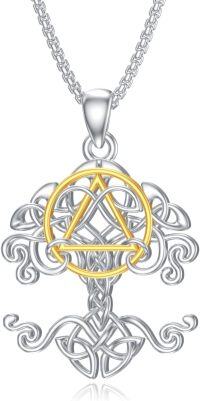 wholesale 925 Sterling Silver Celtic Knot Trinity Cross Pendant Necklace with Gold Accents-AA