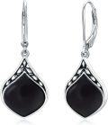 wholesale Sterling Silver Natural Gemstone Vintage Irish Celtic Teardrop Dangle Earrings-0-36