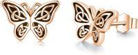 wholesale 925 Sterling Silver Celtic Knot Butterfly Stud Earrings for Women and Girls-Rose Gold