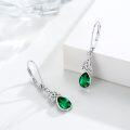 wholesale 925 Sterling Silver Green Teardrop Crystal Drop Dangle Hook Earrings s for Women Girls-0-3
