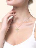 wholesale 925 Sterling Silver Gold Plated Daisy Flower Cross Pendant Necklace for Women-0-3