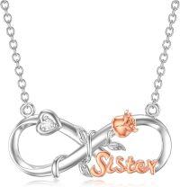 wholesale Sterling Silver Birthstone Sister Necklaces Heart Jewelry Gifts for Sister Birthday Anniversary Valentine s Day-Infinity Sister Necklace