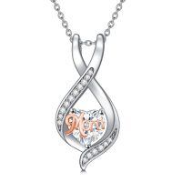 wholesale 925 Sterling Silver Mom Heart Pendant Necklace-04-April