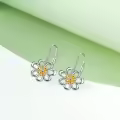 wholesale 925 Sterling Silver Daisy Flower Leverback Dangle Hoop Earrings Wholesale for Women Christmas Gifts-0-2