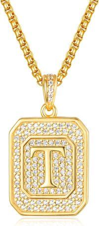 wholesale Gold Filled Sterling Silver Letter Jewelry Necklace for Women Gift for Mom Wife Birthday Anniversary Christmas-Letter T