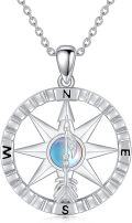 wholesale 925 Sterling Silver Compass Pendant Necklace with Opal Stone for Nurses Artists and Chemists Inspiring Gifts-0-0