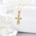 wholesale 14K Gold Heart-Shaped Emerald Cross Pendant Necklace for Women's s-0-2