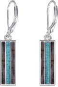 wholesale 925 Sterling Silver Turquoise Wood Bar Earrings, 6mm, Hypoallergenic, Nickel-Free, Lightweight, Gift for Women-0-0