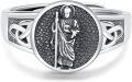 wholesale Sterling Silver Black St. Jude Ring Adjustable Sizes 7-9 for Men Hypoallergenic Nickel-Free Lead-Free-0-0