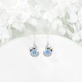 wholesale 925 Sterling Silver Blue Crystal Sloth Dangle Drop Earrings for Women Girls Gifts Jewelry Accessories 4cm Long-0-2